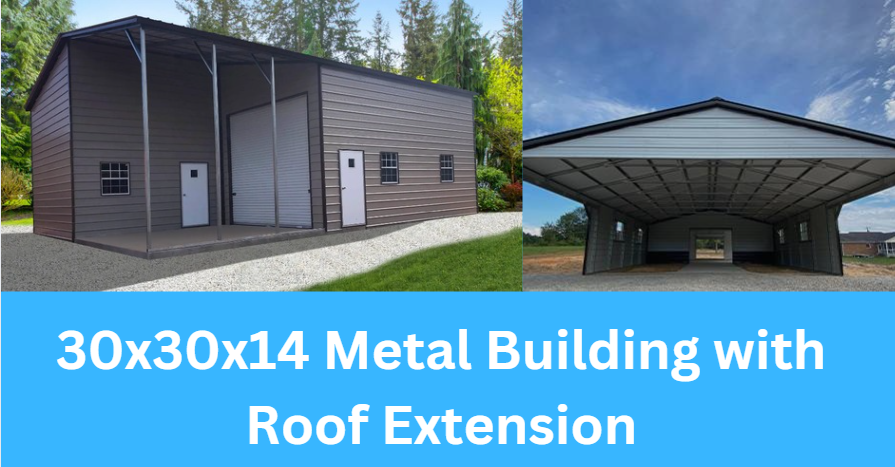 30x30x14 Metal Building with Roof Extension