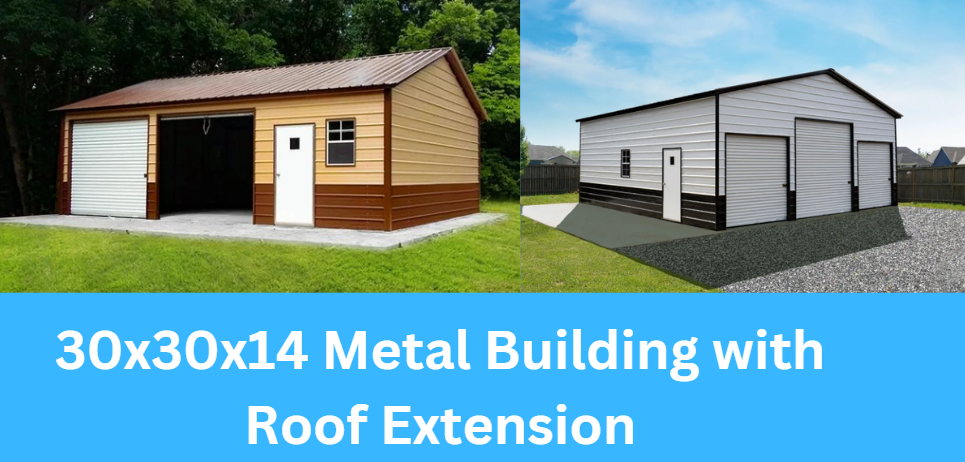 30x30x14 Metal Building with Roof Extension