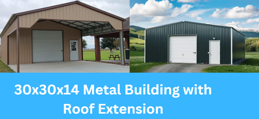 30x30x14 Metal Building with Roof Extension