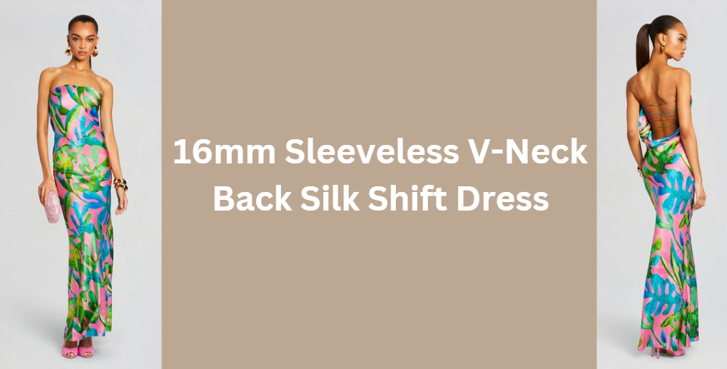 16mm Sleeveless V-Neck Back Silk Shift Dress